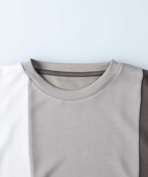 Right-on(ライトオン)の「【PLUS ONE】サラサラブロッキングTシャツ(Tシャツ/カットソー・メンズ・ネイビー/グレー×ホワイト/ホワイト×カーキブラウン・S/M/L/XL)」の7枚目の写真