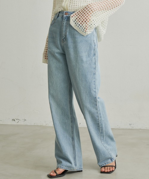 Aunt Marie's（アントマリーズ）の「【S,M,Lサイズ展開】ワイドストレートデニムパンツ（デニムパンツ・レディース・ライトブルー・SMALL/MEDIUM/LARGE）」の20枚目の写真