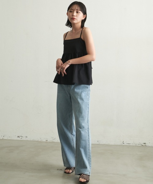 Aunt Marie's（アントマリーズ）の「【S,M,Lサイズ展開】ワイドストレートデニムパンツ（デニムパンツ・レディース・ライトブルー・SMALL/MEDIUM/LARGE）」の12枚目の写真