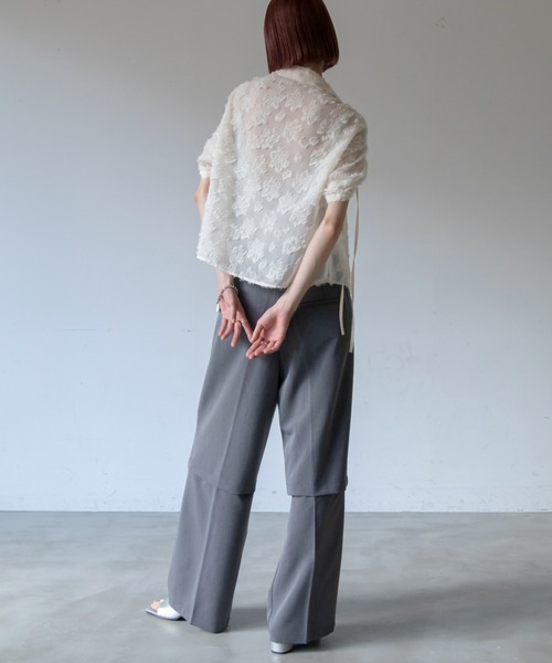 VACANCY（ヴァカンシー）の「ドロストジャガードシアーシャツ（シャツ/ブラウス・レディース・アイボリー/ネイビー/グリーン・FREE）」の20枚目の写真