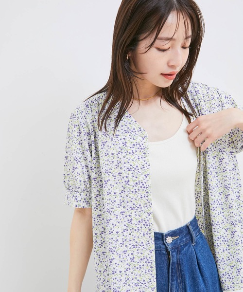 VIS(ビス)の「【防シワ・洗える】Vネック半袖ブラウス(シャツ/ブラウス・レディース・ホワイト系その他/グリーン系その他/ネイビー/ホワイト/ピンク・FREE)」の6枚目の写真