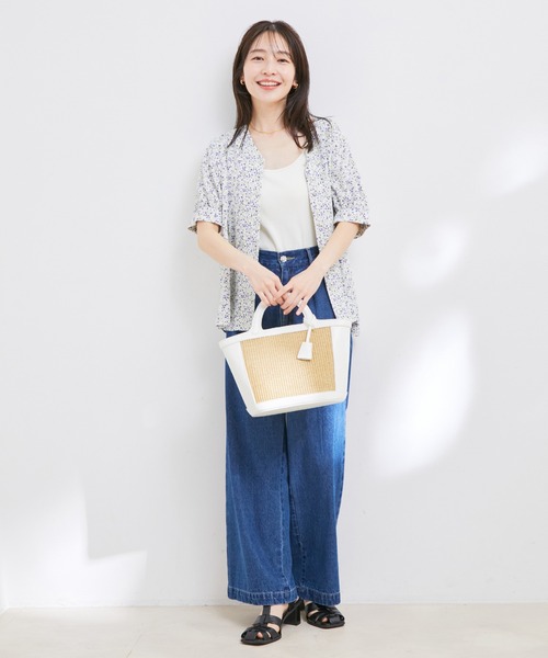 VIS(ビス)の「【防シワ・洗える】Vネック半袖ブラウス(シャツ/ブラウス・レディース・ホワイト系その他/グリーン系その他/ネイビー/ホワイト/ピンク・FREE)」の8枚目の写真