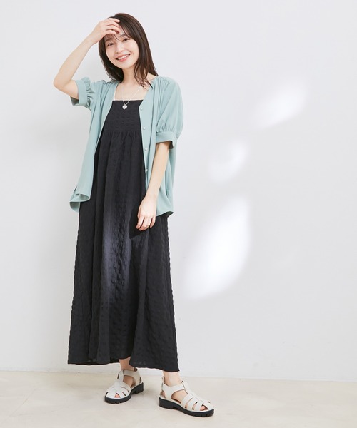 VIS(ビス)の「【防シワ・洗える】Vネック半袖ブラウス(シャツ/ブラウス・レディース・ホワイト系その他/グリーン系その他/ネイビー/ホワイト/ピンク・FREE)」の11枚目の写真