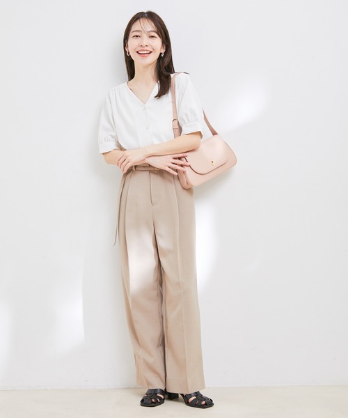 VIS(ビス)の「【防シワ・洗える】Vネック半袖ブラウス(シャツ/ブラウス・レディース・ホワイト系その他/グリーン系その他/ネイビー/ホワイト/ピンク・FREE)」の21枚目の写真