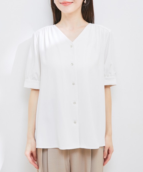 Theory 20aw Vネック半袖ブラウス Theory - セオリー Theory 半袖 ブラウス Vネック ウォッシャブル