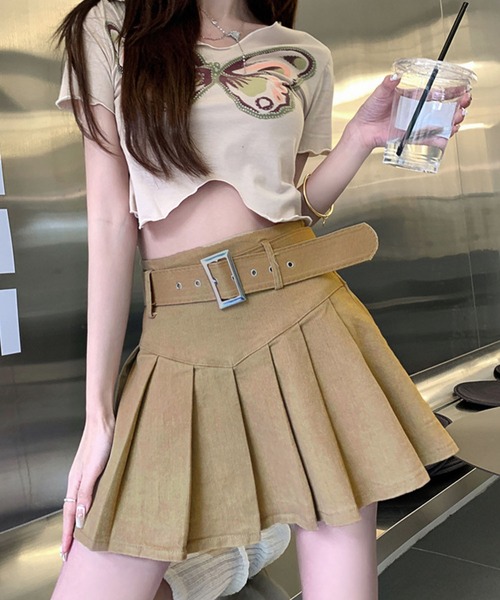 meJane（ミージェーン）の「ベルトポイントプリーツミニスカート  