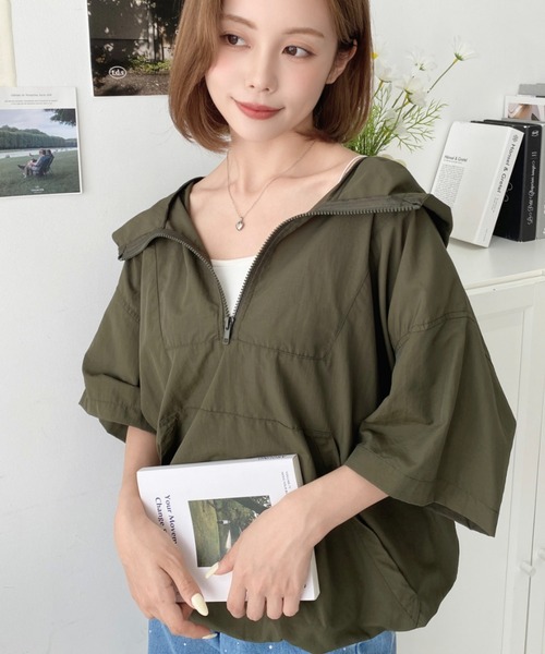 セール】ナイロン半袖アノラックパーカー（パーカー）｜moment+