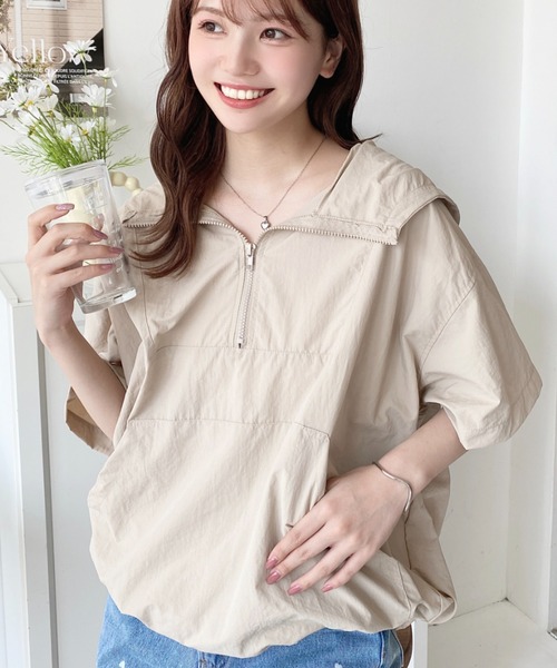 セール】ナイロン半袖アノラックパーカー（パーカー）｜moment+