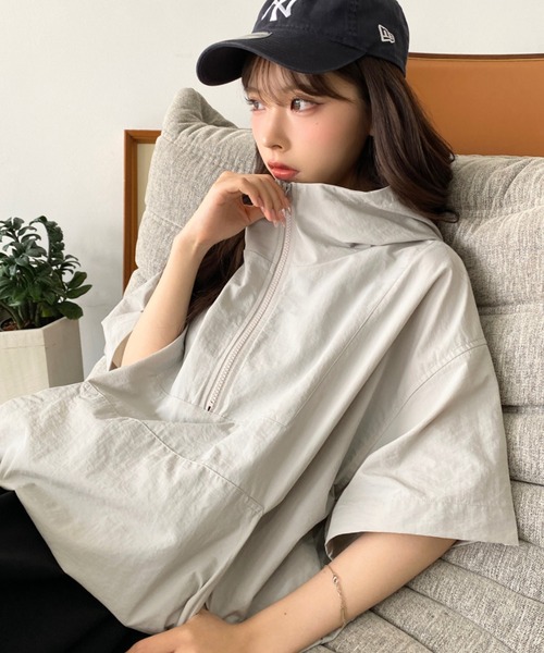 セール】ナイロン半袖アノラックパーカー（パーカー）｜moment+