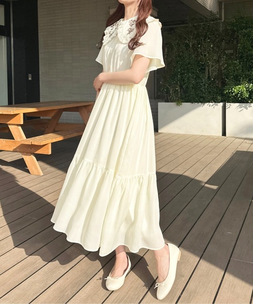 美品　セルフポートレイト　ティアード　スパンコール　ビジュー　フレア　ワンピース セール】ティアードフレアワンピース（ワンピース）｜STYLEMIXER