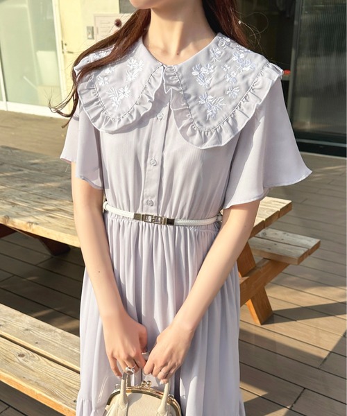 セール】刺繍襟ティアードワンピース【ZOZOTOWN限定アイテム  