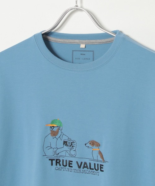ikka(イッカ)の「カメラマンサガラ刺繍Tシャツ(Tシャツ/カットソー・メンズ・ネイビー/ホワイト/ブルー・S/M/L/XL)」の13枚目の写真
