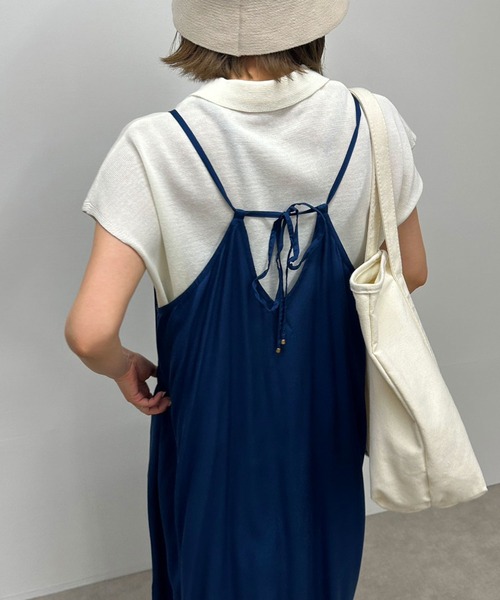 lil nina（リルニーナ）の「lil nina バックリボンキャミワンピース　無地（ワンピース・レディース・チェリーピンク/ネイビー系/ブラック・FREE）」の3枚目の写真