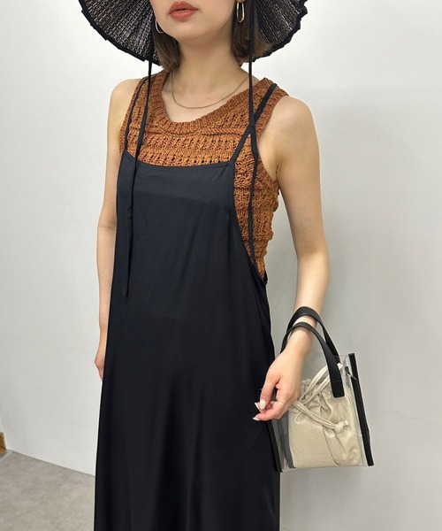 lil nina（リルニーナ）の「lil nina バックリボンキャミワンピース　無地（ワンピース・レディース・チェリーピンク/ネイビー系/ブラック・FREE）」の5枚目の写真