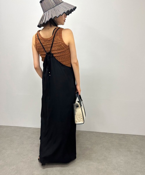 lil nina（リルニーナ）の「lil nina バックリボンキャミワンピース　無地（ワンピース・レディース・チェリーピンク/ネイビー系/ブラック・FREE）」の8枚目の写真