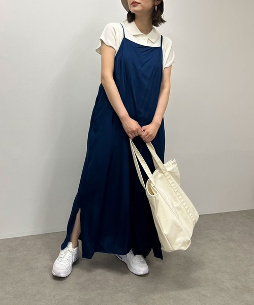 lil nina（リルニーナ）の「lil nina バックリボンキャミワンピース　無地（ワンピース・レディース・チェリーピンク/ネイビー系/ブラック・FREE）」の12枚目の写真
