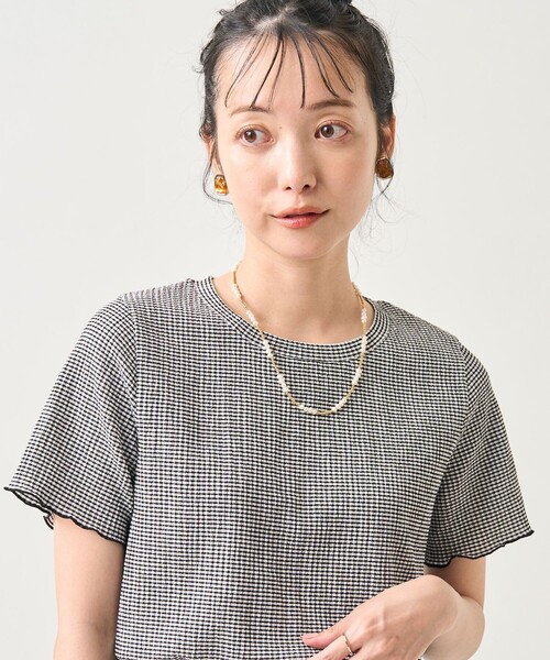 FREAK'S STORE(フリークスストア)の「ワッシャーチェックTシャツ(Tシャツ/カットソー・レディース・ブラック/ブルーグリーン/ピンク・フリ-)」の2枚目の写真