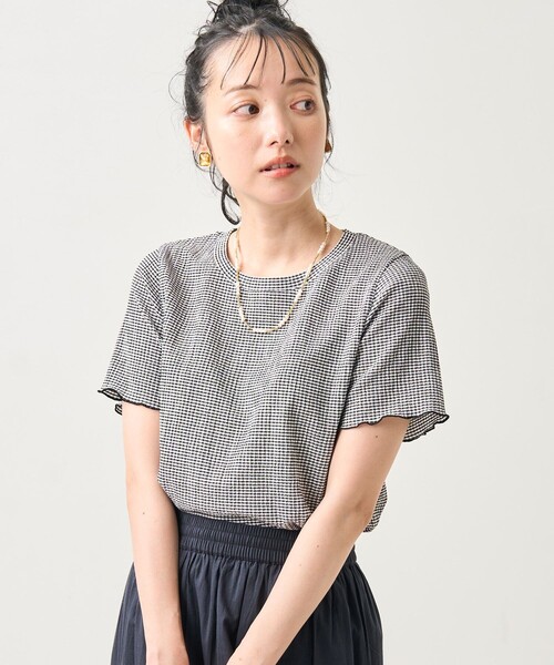 FREAK'S STORE(フリークスストア)の「ワッシャーチェックTシャツ(Tシャツ/カットソー・レディース・ブラック/ブルーグリーン/ピンク・フリ-)」の11枚目の写真