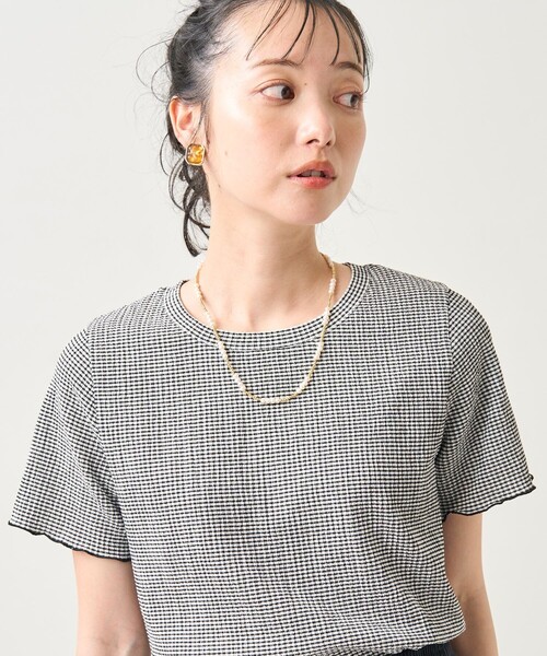 FREAK'S STORE(フリークスストア)の「ワッシャーチェックTシャツ(Tシャツ/カットソー・レディース・ブラック/ブルーグリーン/ピンク・フリ-)」の7枚目の写真