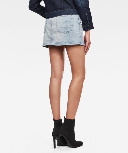 G-STAR(ジースター)の「3301 HIGH MINI SKIRT/デニムミニスカート(デニムスカート・レディース・ライトインディゴブルー・26inch/27inch/25inch)」の2枚目の写真