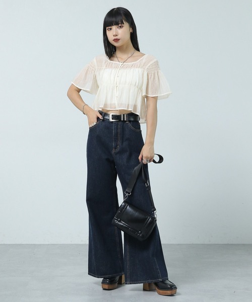PAGEBOY(ページボーイ)の「シャーリングミニショートスリーブブラウス(シャツ/ブラウス・レディース・クリーム/ブラック/マスタード/オフホワイト・FREE)」の7枚目の写真