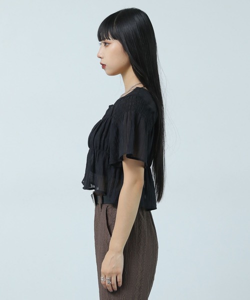 PAGEBOY(ページボーイ)の「シャーリングミニショートスリーブブラウス(シャツ/ブラウス・レディース・クリーム/ブラック/マスタード/オフホワイト・FREE)」の20枚目の写真