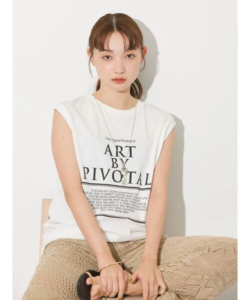AMERICAN HOLIC(アメリカンホリック)の「ロゴノースリーブカットプルオーバー(Tシャツ/カットソー・レディース・オフホワイト/ネイビー・L/M)」の7枚目の写真