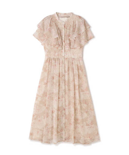 PROPORTION BODY DRESSING(プロポーションボディドレッシング)の「フラワープリントラッフルワンピース(ワンピース・レディース・ブラック/ベージュ・MEDIUM/SMALL)」の15枚目の写真