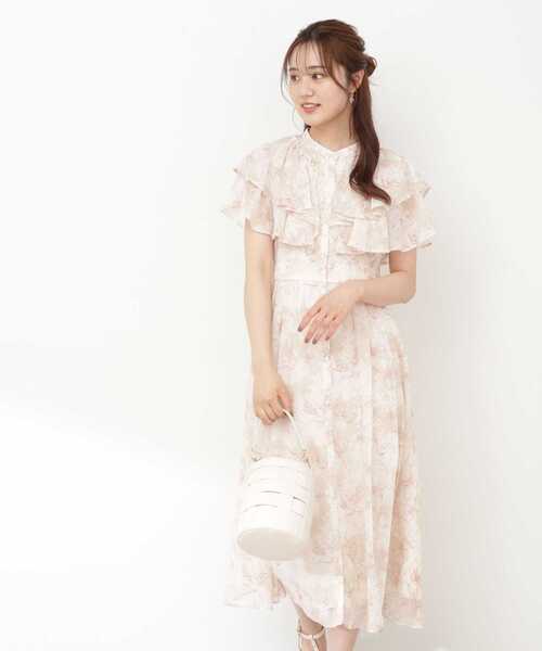 PROPORTION BODY DRESSING(プロポーションボディドレッシング)の「フラワープリントラッフルワンピース(ワンピース・レディース・ブラック/ベージュ・MEDIUM/SMALL)」の14枚目の写真