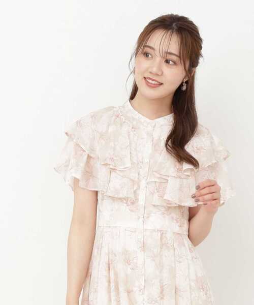 PROPORTION BODY DRESSING(プロポーションボディドレッシング)の「フラワープリントラッフルワンピース(ワンピース・レディース・ブラック/ベージュ・MEDIUM/SMALL)」の6枚目の写真