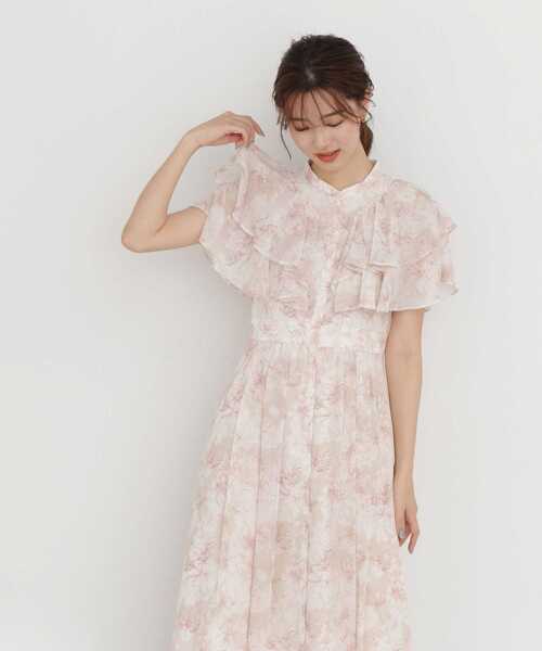 PROPORTION BODY DRESSING(プロポーションボディドレッシング)の「フラワープリントラッフルワンピース(ワンピース・レディース・ブラック/ベージュ・MEDIUM/SMALL)」の18枚目の写真