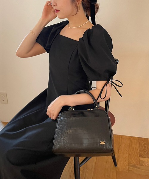 one after another NICE CLAUP（ワンアフターアナザーナイスクラップ）の「バックレースアップフレアワンピース（ワンピース・レディース・パープル/チェック/ブラック/杢グレー・FREE）」の14枚目の写真