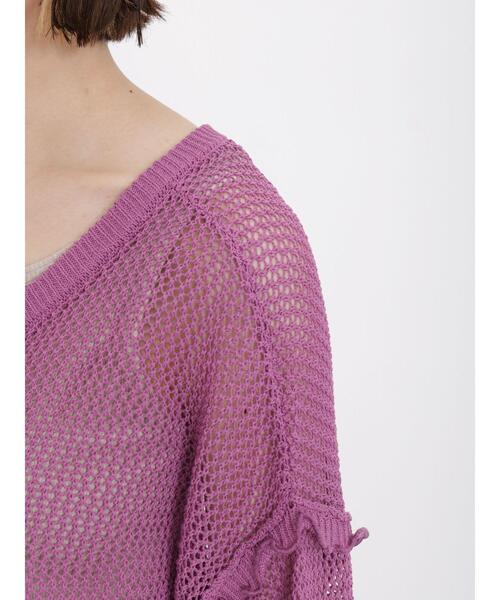 Samansa Mos2(サマンサ モスモス)の「麻タッチメッシュ編み前後着カーディガン(カーディガン/ボレロ・レディース・ブラック/パープル/グレー・F)」の21枚目の写真