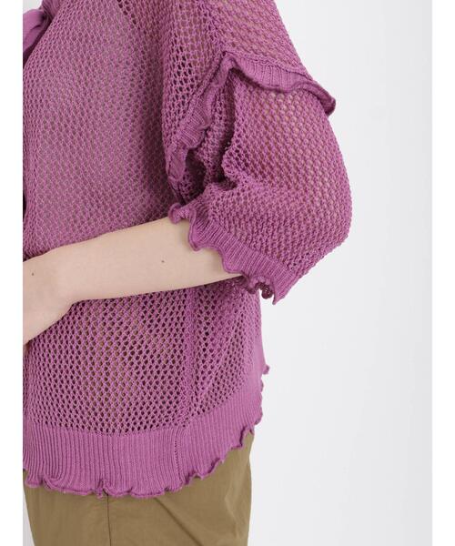 Samansa Mos2(サマンサ モスモス)の「麻タッチメッシュ編み前後着カーディガン(カーディガン/ボレロ・レディース・ブラック/パープル/グレー・F)」の13枚目の写真