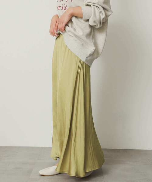 SENSE OF PLACE by URBAN RESEARCH(センスオブプレイスバイアーバンリサーチ)の「サテンナロースカート(スカート・レディース・イエロー/チャコールグレー/ブルー系その他・SMALL/MEDIUM)」の3枚目の写真