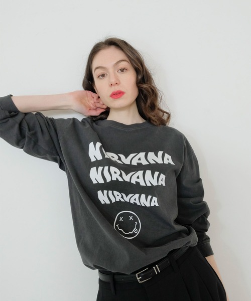 GOOD ROCK SPEED（グッドロックスピード）の「☆【GOOD ROCK SPEED/グッドロックスピード】NIRVANA LONGSLEEVE TEE　23NVN015W（Tシャツ/カットソー・レディース・ホワイト/アッシュ/ブラック・FREE）」の9枚目の写真