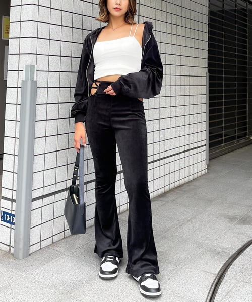 SPIRALGIRL（スパイラルガール）の「サイドオープンフレアベロアパンツ（その他パンツ・レディース・ブラック/ピンク・FREE）」の10枚目の写真