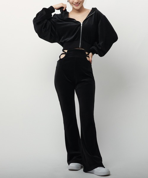 SPIRALGIRL（スパイラルガール）の「サイドオープンフレアベロアパンツ（その他パンツ・レディース・ブラック/ピンク・FREE）」の9枚目の写真