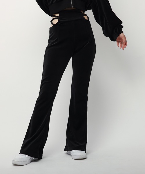 SPIRALGIRL（スパイラルガール）の「サイドオープンフレアベロアパンツ（その他パンツ・レディース・ブラック/ピンク・FREE）」の3枚目の写真