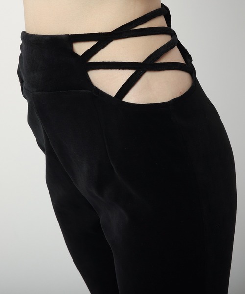 SPIRALGIRL（スパイラルガール）の「サイドオープンフレアベロアパンツ（その他パンツ・レディース・ブラック/ピンク・FREE）」の7枚目の写真
