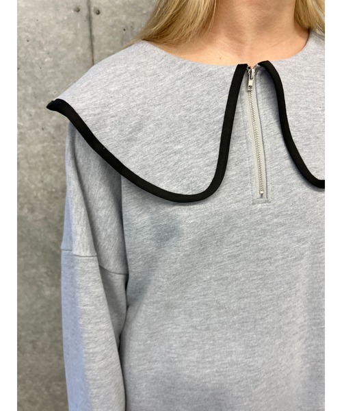 PHILLY（フィリー）の「【PHILLY】パイピングビッグカラーハーフジップスウェット（スウェット・レディース・グレー/ホワイト/ブラック・FREE）」の19枚目の写真