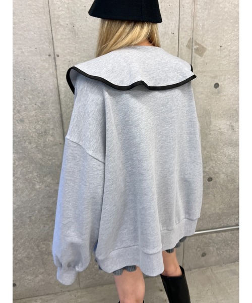 PHILLY（フィリー）の「【PHILLY】パイピングビッグカラーハーフジップスウェット（スウェット・レディース・グレー/ホワイト/ブラック・FREE）」の20枚目の写真