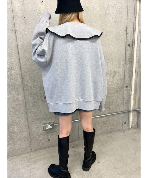 PHILLY（フィリー）の「【PHILLY】パイピングビッグカラーハーフジップスウェット（スウェット・レディース・グレー/ホワイト/ブラック・FREE）」の21枚目の写真
