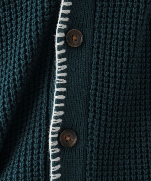 RAGEBLUE（レイジブルー）の「ハンドステッチ/ニットカーディガン（カーディガン/ボレロ・メンズ・イエロー/グリーン/スミクロ・MEDIUM/LARGE）」の16枚目の写真