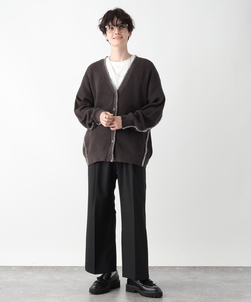 RAGEBLUE（レイジブルー）の「ハンドステッチ/ニットカーディガン（カーディガン/ボレロ・メンズ・イエロー/グリーン/スミクロ・MEDIUM/LARGE）」の4枚目の写真