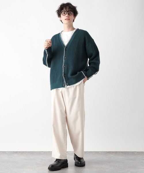 RAGEBLUE（レイジブルー）の「ハンドステッチ/ニットカーディガン（カーディガン/ボレロ・メンズ・イエロー/グリーン/スミクロ・MEDIUM/LARGE）」の6枚目の写真