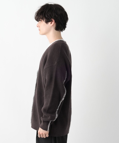 RAGEBLUE（レイジブルー）の「ハンドステッチ/ニットカーディガン（カーディガン/ボレロ・メンズ・イエロー/グリーン/スミクロ・MEDIUM/LARGE）」の7枚目の写真