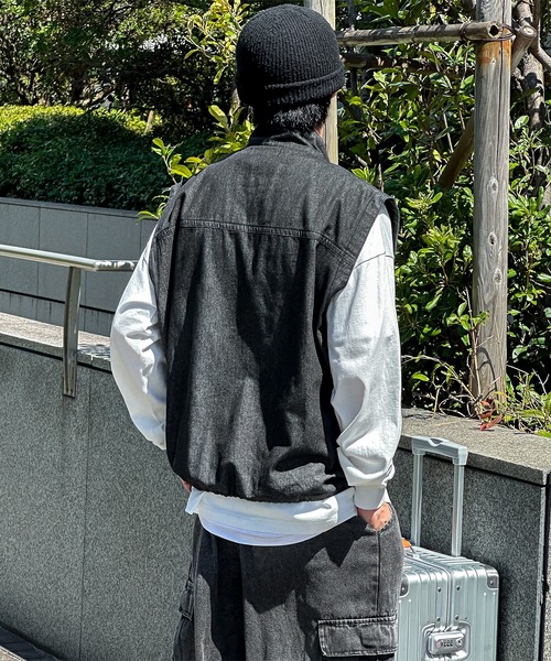 kutir（クティール）の「刺繍入りビックポケットデニムベスト（ベスト・メンズ・インディゴブルー/ブラック・MEDIUM/LARGE）」の6枚目の写真