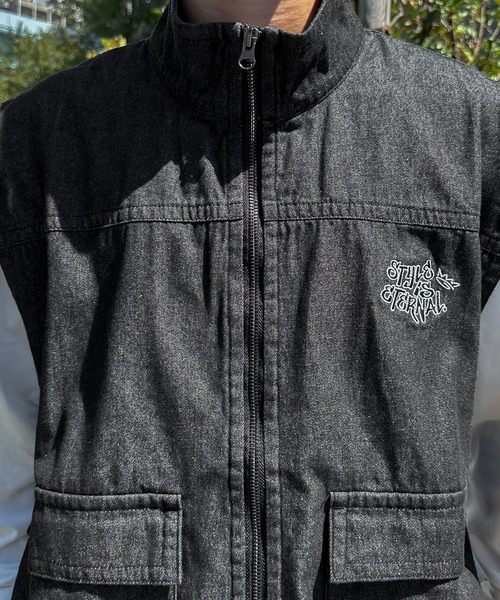 kutir（クティール）の「刺繍入りビックポケットデニムベスト（ベスト・メンズ・インディゴブルー/ブラック・MEDIUM/LARGE）」の20枚目の写真