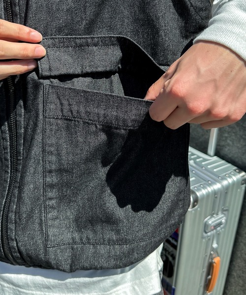 kutir（クティール）の「刺繍入りビックポケットデニムベスト（ベスト・メンズ・インディゴブルー/ブラック・MEDIUM/LARGE）」の22枚目の写真